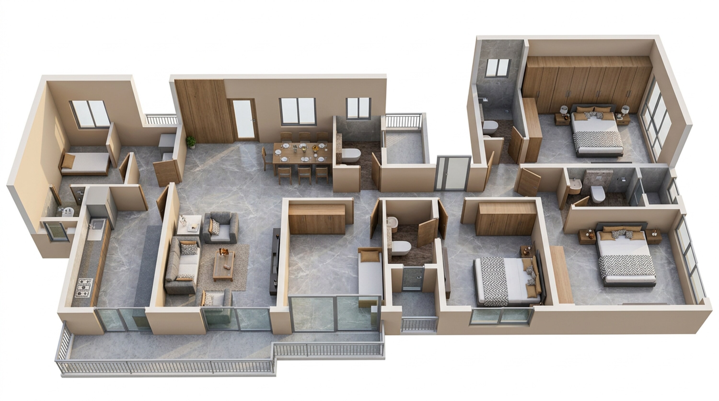 Floor plan of 3 BHK 1153 Sq. Ft. Apartment in Adani Linkbay Residences, Mumbai