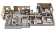 Floor plan of 3 BHK 1153 Sq. Ft. Apartment in Adani Linkbay Residences, Mumbai