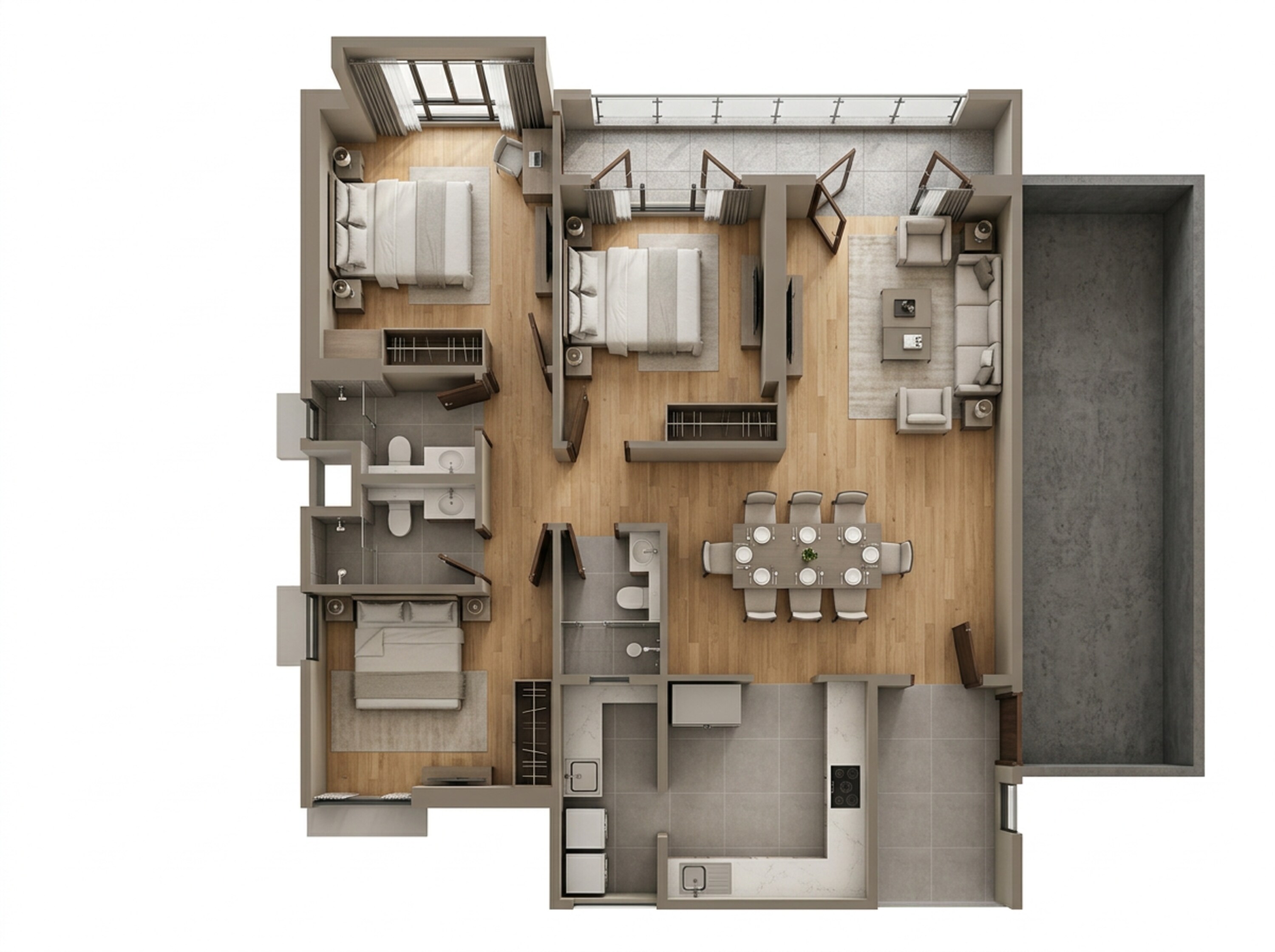 Floor plan of 3 BHK 1522 Sq. Ft. Apartment in Adani Linkbay Residences, Mumbai