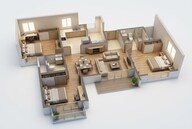 Floor plan of 3 BHK 1399 Sq. Ft. Apartment in Prestige Serenity Shores, Bangalore