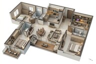 Floor plan of 3 BHK 2008 Sq. Ft. Apartment in Prestige Serenity Shores, Bangalore