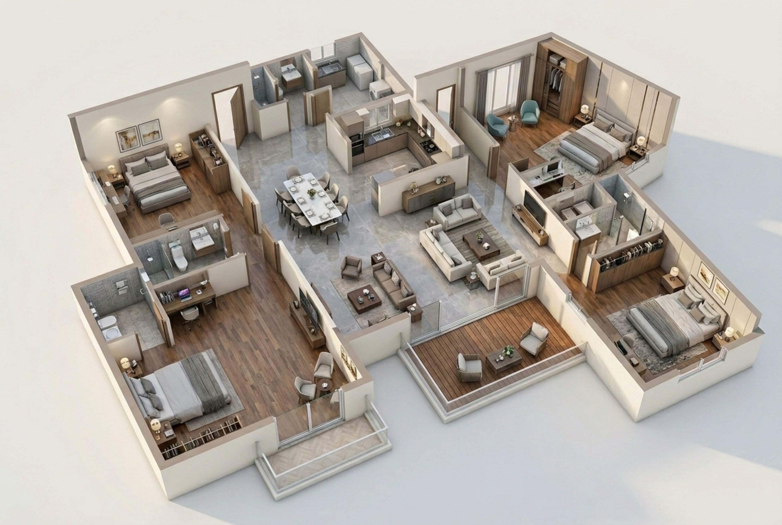 Floor plan of 4 BHK 2667 Sq. Ft. Apartment in Prestige Serenity Shores, Bangalore