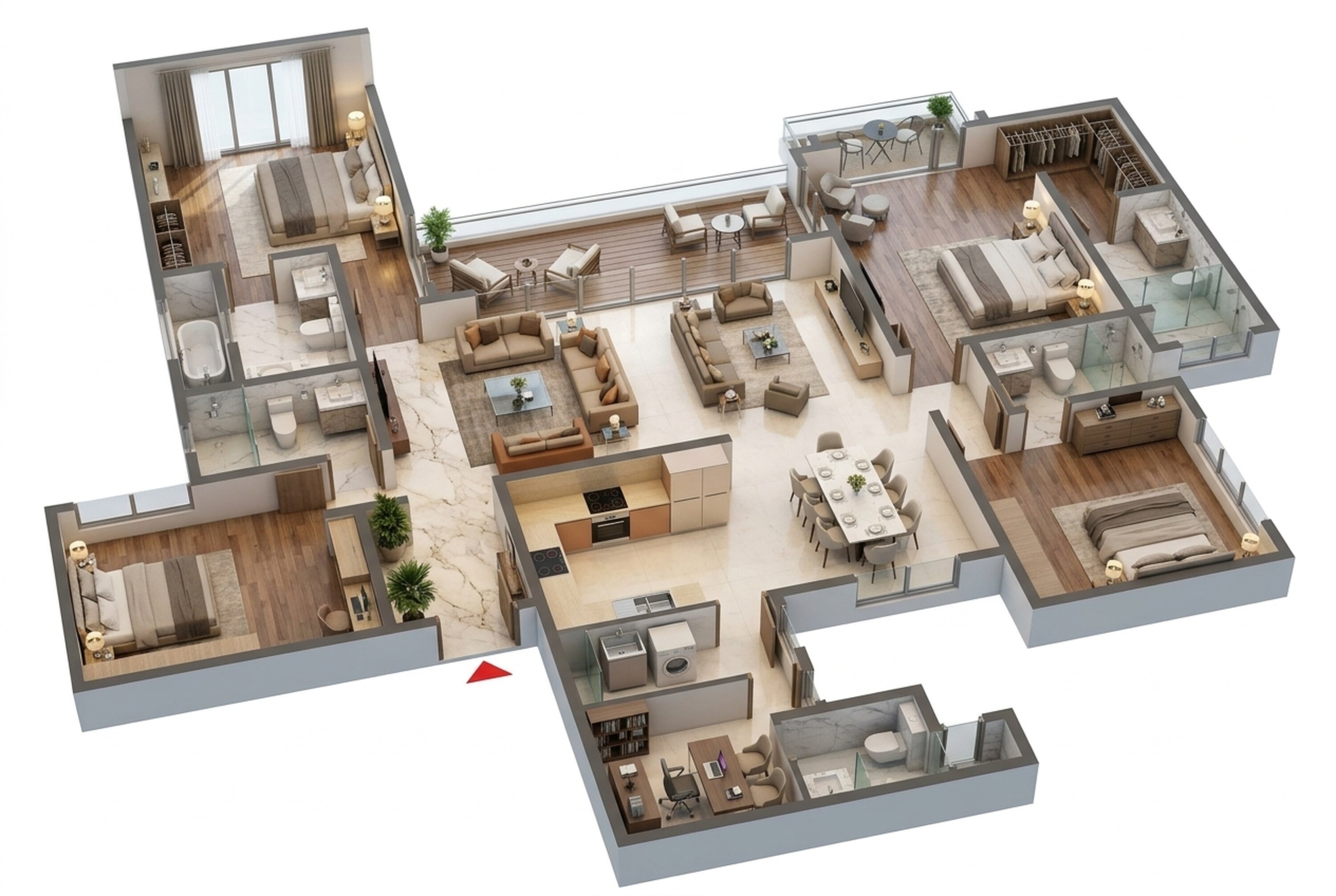 Floor plan of 4 BHK 2712 Sq. Ft. Apartment in Prestige Serenity Shores, Bangalore