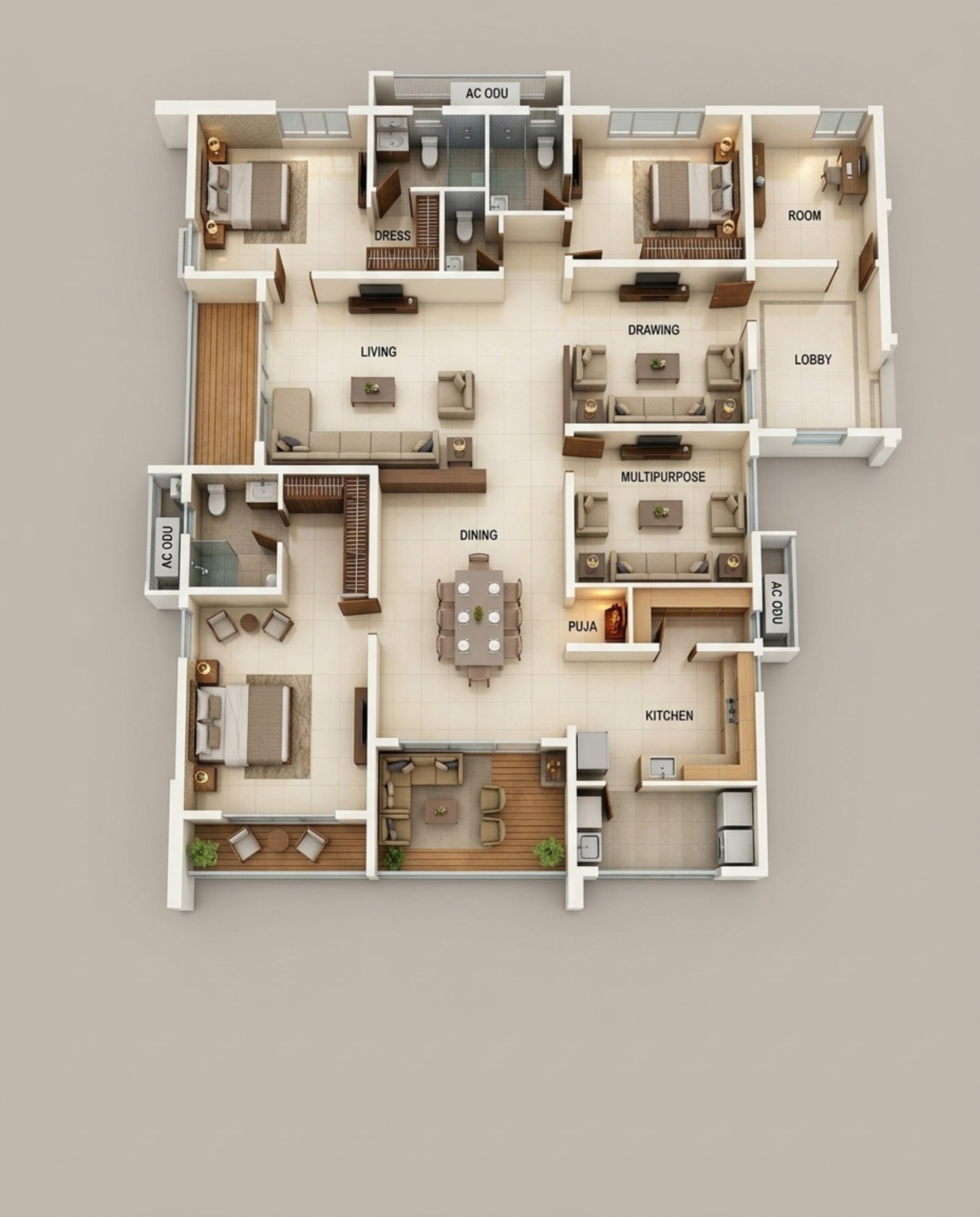 Floor plan of 3 BHK 3860 Sq. Ft. Apartment in My Home Apas, Hyderabad