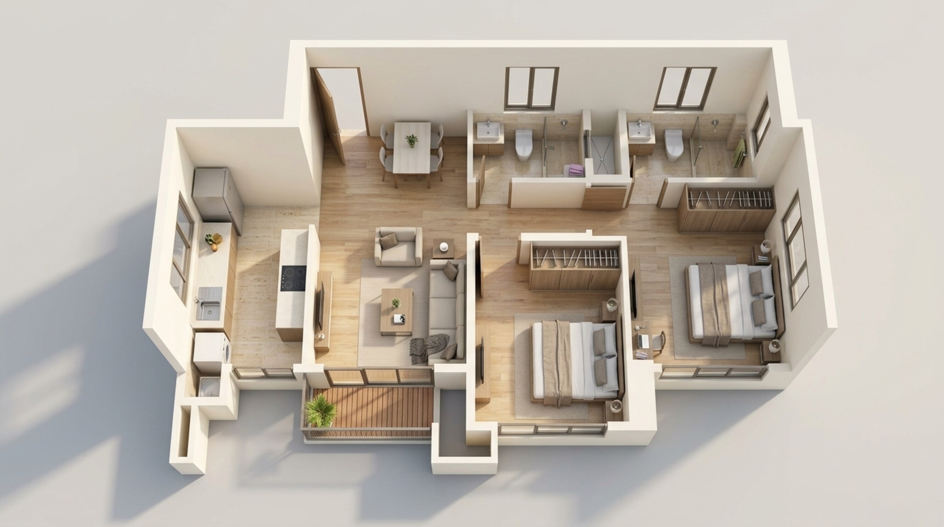 Floor plan of 2 BHK 689 Sq. Ft. Apartment in Kalpataru Srishti Namaah, Thane