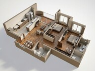 Floor plan of 2 BHK 754 Sq. Ft. Apartment in Kalpataru Srishti Namaah, Thane