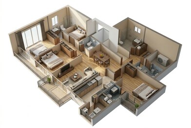 Floor plan of 3 BHK 1845 Sq. Ft. Apartment in TVS Emerald Luxor, Chennai
