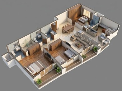 Floor plan of 3 BHK 2176 Sq. Ft. Apartment in TVS Emerald Luxor, Chennai