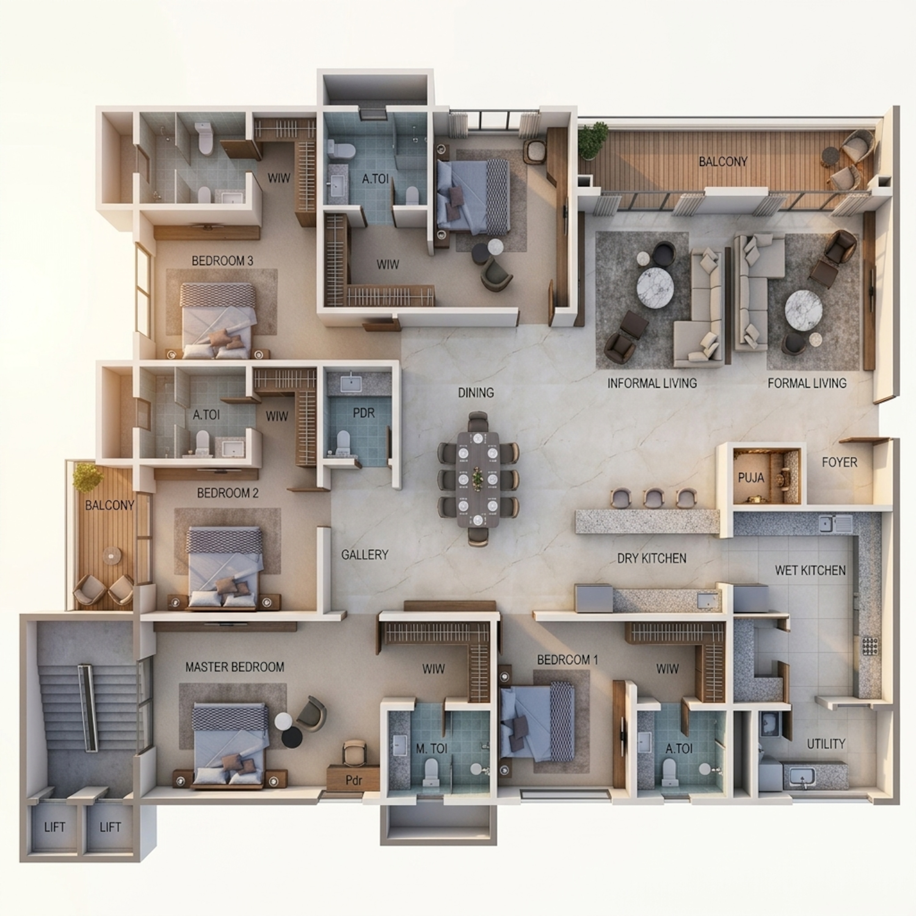 Floor plan of 5 BHK 5100 Sq. Ft. Apartment in Aparna Greenscapes, Hyderabad
