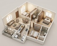 Floor plan of 2 BHK 986 Sq. Ft. Apartment in Shriram The Poem, Bangalore