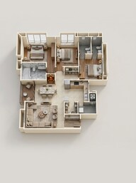 Floor plan of 3 BHK 1405 Sq. Ft. Apartment in Adani Paarijat, Ahmedabad