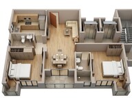 Floor plan of 2 BHK 933 Sq. Ft. Apartment in Natural City Madhyamgram, Kolkata