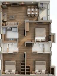 Floor plan of 3 BHK 1181 Sq. Ft. Apartment in Natural City Madhyamgram, Kolkata