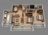 Floor plan of 2 BHK 1275 Sq. Ft. Apartment in Shalimar Garden Bay Crown, Lucknow