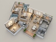 Floor plan of 2 BHK 1450 Sq. Ft. Apartment in Shalimar Garden Bay Crown, Lucknow