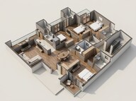 Floor plan of 3 BHK 1950 Sq. Ft. Apartment in Shalimar Garden Bay Crown, Lucknow