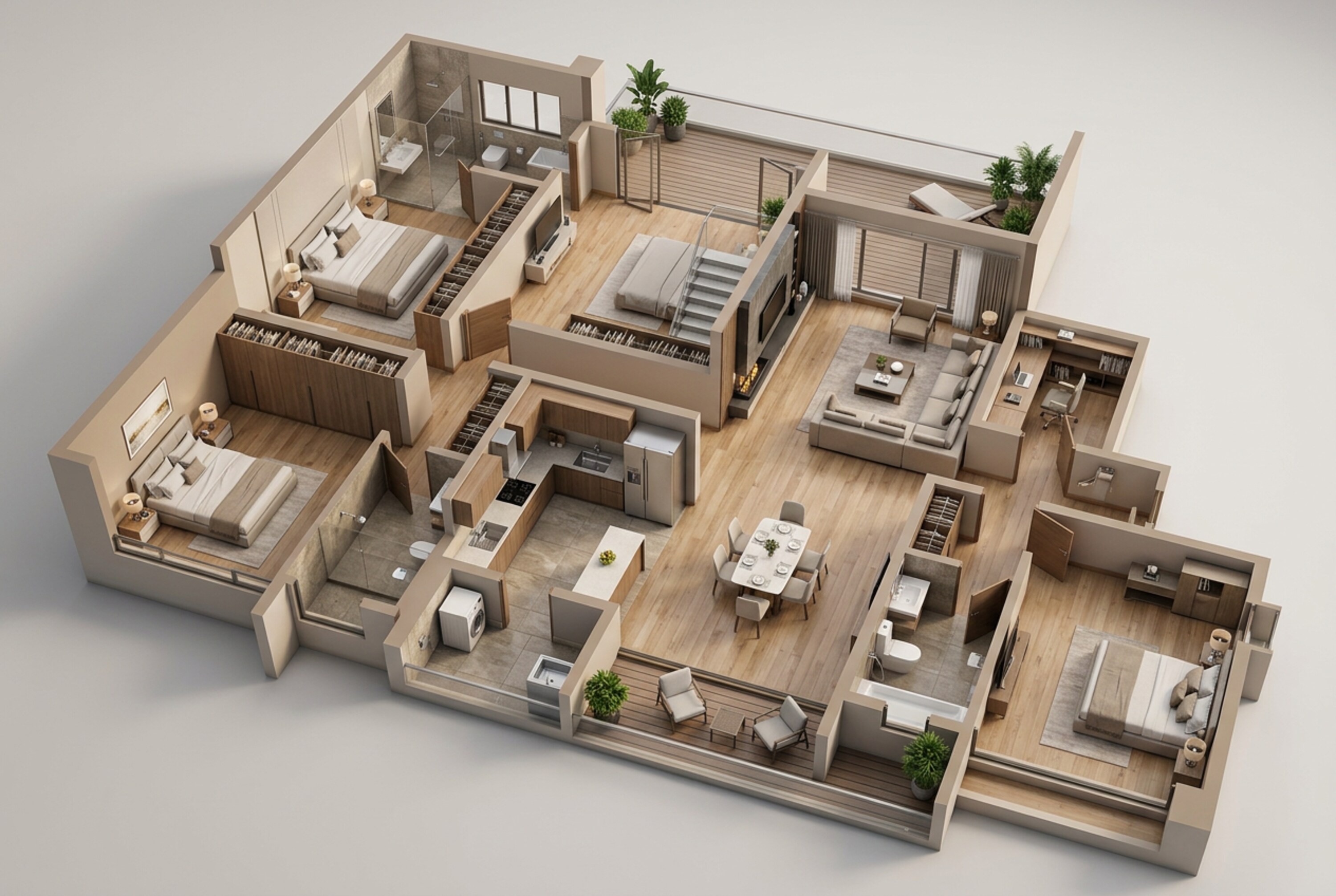 Floor plan of 3 BHK 1490 Sq. Ft. Apartment in Shapoorji Pallonji Vanaha Golfland, Pune