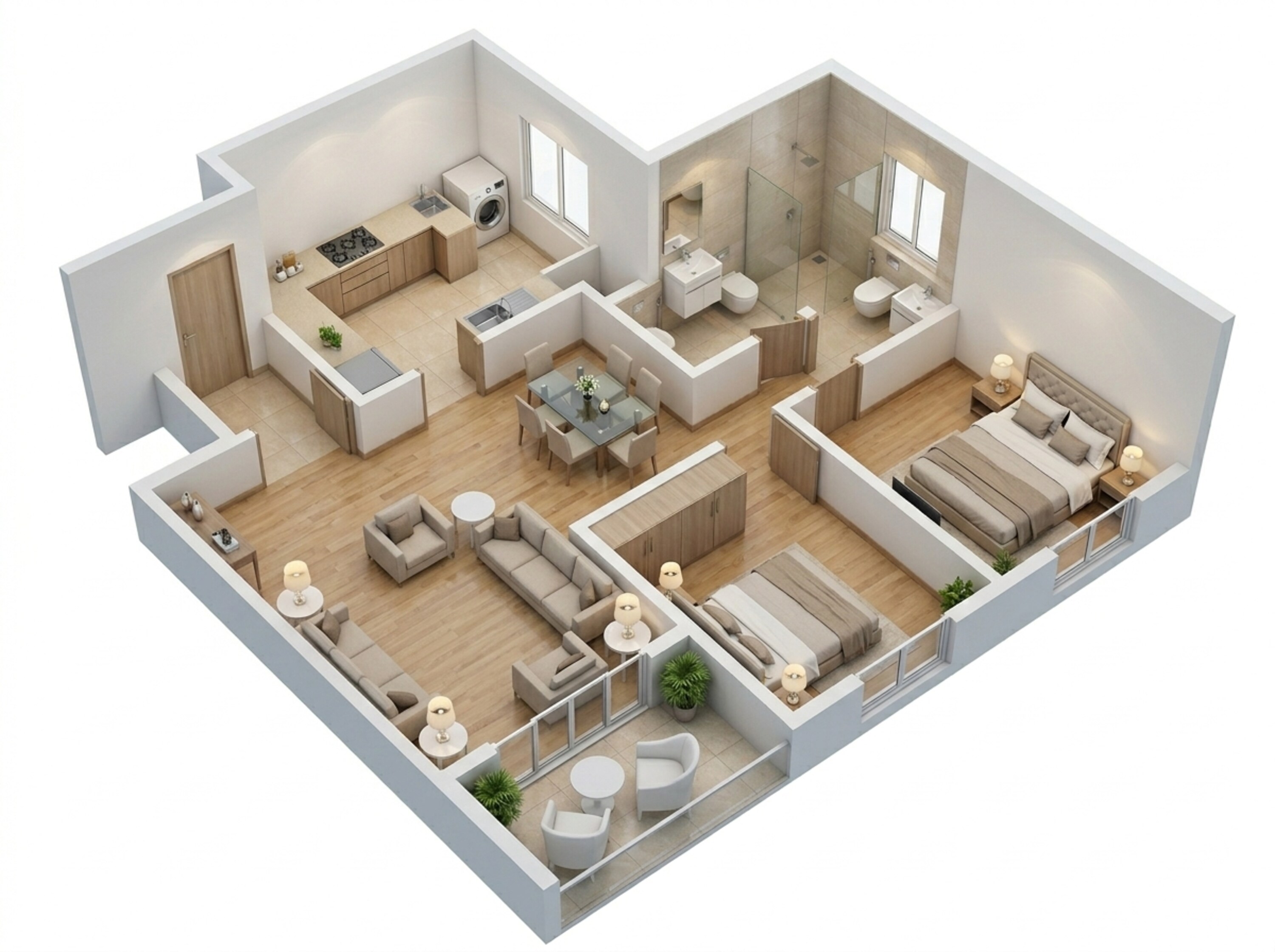 Floor plan of 2 BHK 815 Sq. Ft. Apartment in Kolte Patil Little Earth, Pune