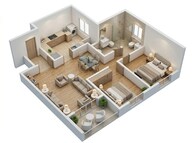 Floor plan of 2 BHK 815 Sq. Ft. Apartment in Kolte Patil Little Earth, Pune