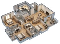 Floor plan of 3 BHK 1072 Sq. Ft. Apartment in Kolte Patil Little Earth, Pune