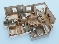 Floor plan of 3 BHK 1015 Sq. Ft. Apartment in Kolte Patil Little Earth, Pune
