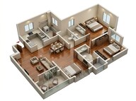 Floor plan of 3 BHK 1023 Sq. Ft. Apartment in Kolte Patil Little Earth, Pune