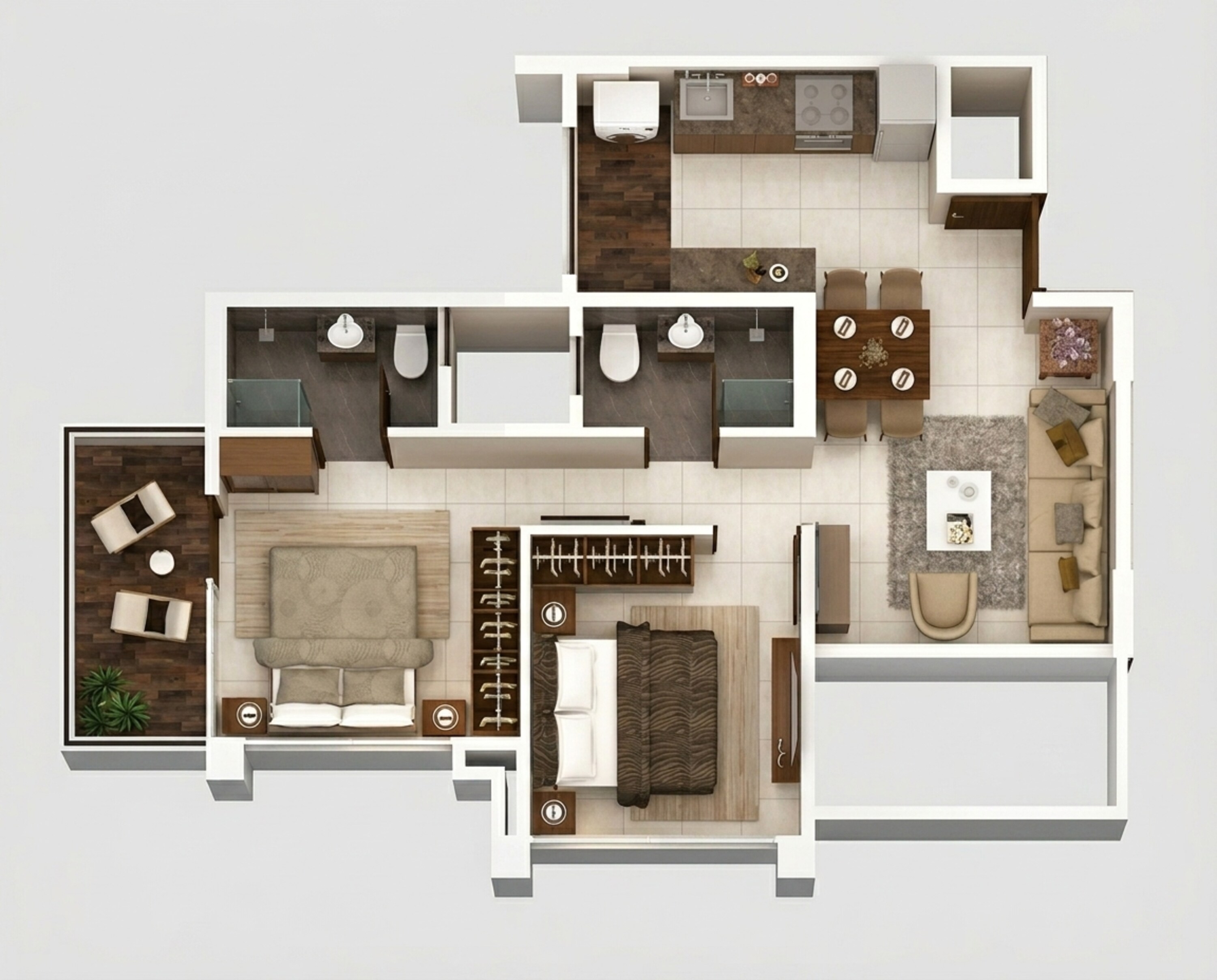 Floor plan of 2 BHK 525 Sq. Ft. Apartment in Kumar Pebble Park, Pune