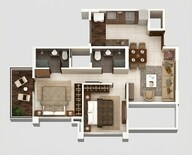 Floor plan of 2 BHK 525 Sq. Ft. Apartment in Kumar Pebble Park, Pune