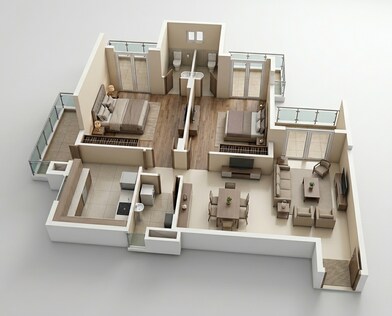 Floor plan of 2 BHK 1650 Sq. Ft. Apartment in Godrej Arista, Gurgaon