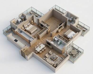 Floor plan of 3 BHK 2100 Sq. Ft. Apartment in Godrej Arista, Gurgaon