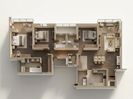 Floor plan of 3 BHK 1688 Sq. Ft. Apartment in Godrej River Royale, Pune