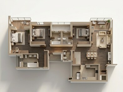 Floor plan of 3 BHK 1688 Sq. Ft. Apartment in Godrej River Royale, Pune