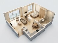 Floor plan of 1 BHK 443 Sq. Ft. Apartment in Rohan Harita, Pune