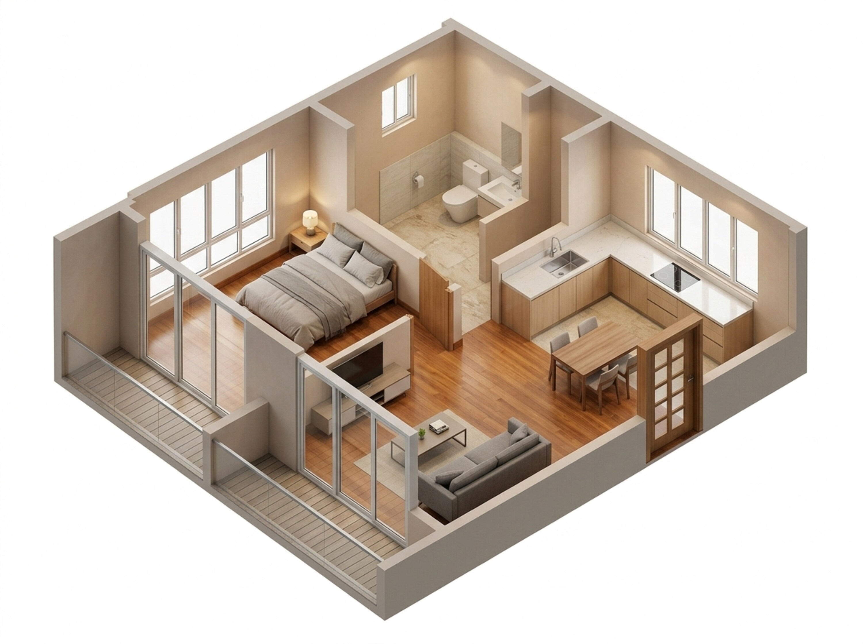 Floor plan of 1 BHK 450 Sq. Ft. Apartment in Rohan Harita, Pune