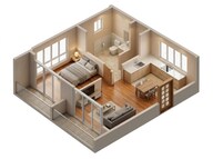 Floor plan of 1 BHK 450 Sq. Ft. Apartment in Rohan Harita, Pune