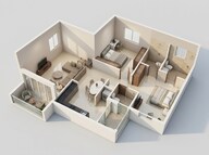 Floor plan of 2 BHK 755 Sq. Ft. Apartment in Rohan Harita, Pune