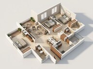 Floor plan of 3 BHK 1106 Sq. Ft. Apartment in Rohan Harita, Pune