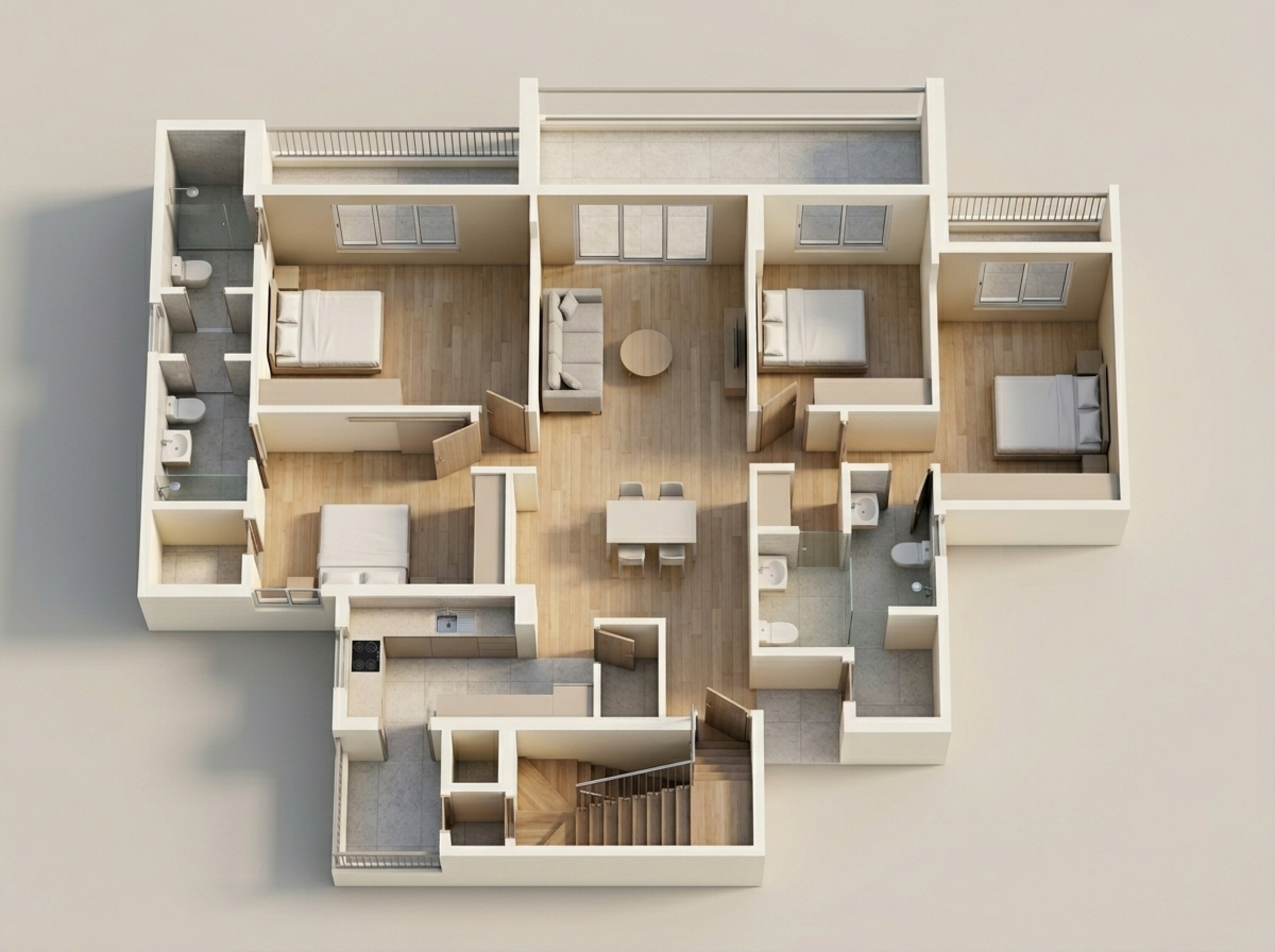 Floor plan of 4 BHK 1437 Sq. Ft. Apartment in Rohan Harita, Pune