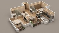 Floor plan of 2 BHK 1088 Sq. Ft. Apartment in Provident Botanico, Bangalore