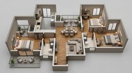 Floor plan of 3 BHK 1334 Sq. Ft. Apartment in Provident Botanico, Bangalore