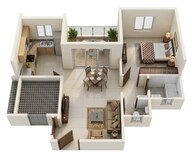 Floor plan of 1 BHK 404 Sq. Ft. Apartment in Kumar Pinnacle, Pune