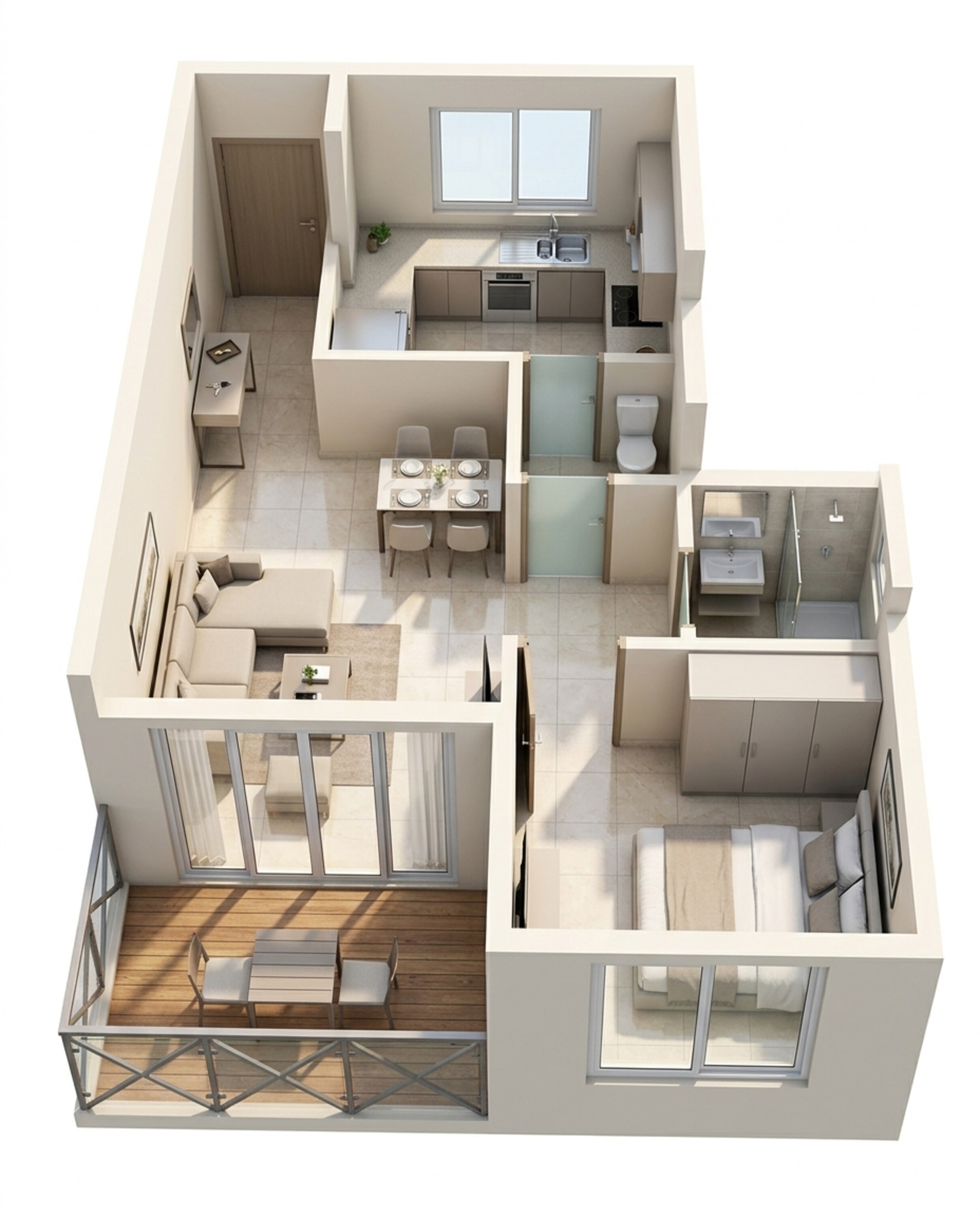 Floor plan of 1 BHK 420 Sq. Ft. Apartment in Kumar Pinnacle, Pune