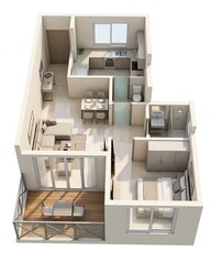 Floor plan of 1 BHK 420 Sq. Ft. Apartment in Kumar Pinnacle, Pune
