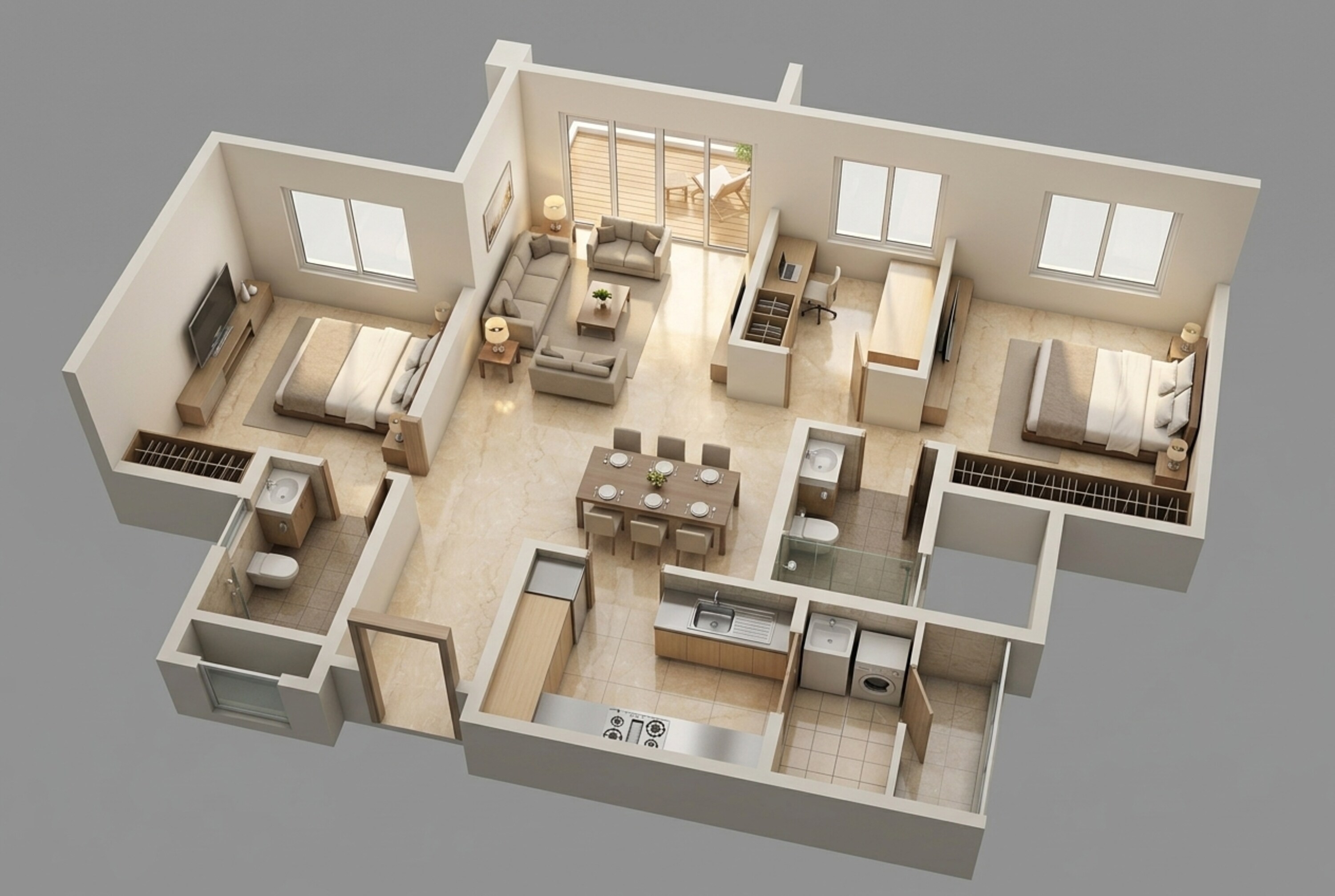 Floor plan of 2 BHK 1485 Sq. Ft. Apartment in Lodha Mirabelle, Bangalore