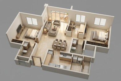 Floor plan of 2 BHK 1485 Sq. Ft. Apartment in Lodha Mirabelle, Bangalore