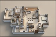 Floor plan of 3 BHK 2070 Sq. Ft. Apartment in Lodha Mirabelle, Bangalore
