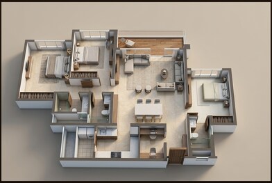 Floor plan of 3 BHK 2070 Sq. Ft. Apartment in Lodha Mirabelle, Bangalore