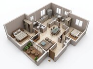 Floor plan of 2 BHK 760 Sq. Ft. Apartment in Lodha Bellavista, Thane