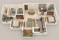 Floor plan of 2 BHK 763 Sq. Ft. Apartment in Lodha Bellavista, Thane