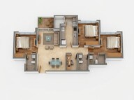 Floor plan of 3 BHK 1047 Sq. Ft. Apartment in Lodha Bellavista, Thane